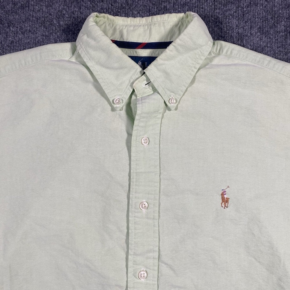 Ralph Lauren Mens L Faded Lime Green Classic Fit Flesh Pony Preppy Button Shirt